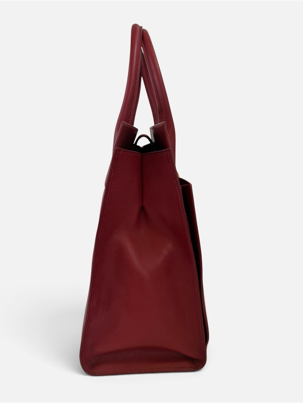 Structured Satchel Tote in Burgundy with Gold Accent - Picture 4 of 7